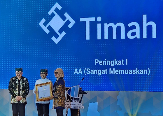 PT Timah Tbk Raih Penghargaan ANRI Sebagai Badan Usaha Peringkat I Kategori AA. (Foto: Dok istimewa)