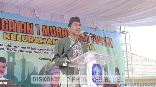 Pj Gubernur Suganda Meriahkan Peringatan Tahun Baru Islam di Desa Kenanga. (Foto: Diskominfo. Prov. Kep Babel)