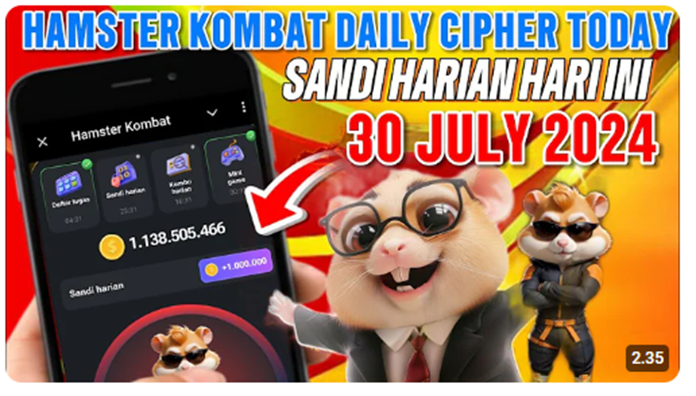 Jangan Lewatkan! Sandi Harian Hamster Kombat 30 Juli 2024 untuk Mendapatkan 1 Juta Koin