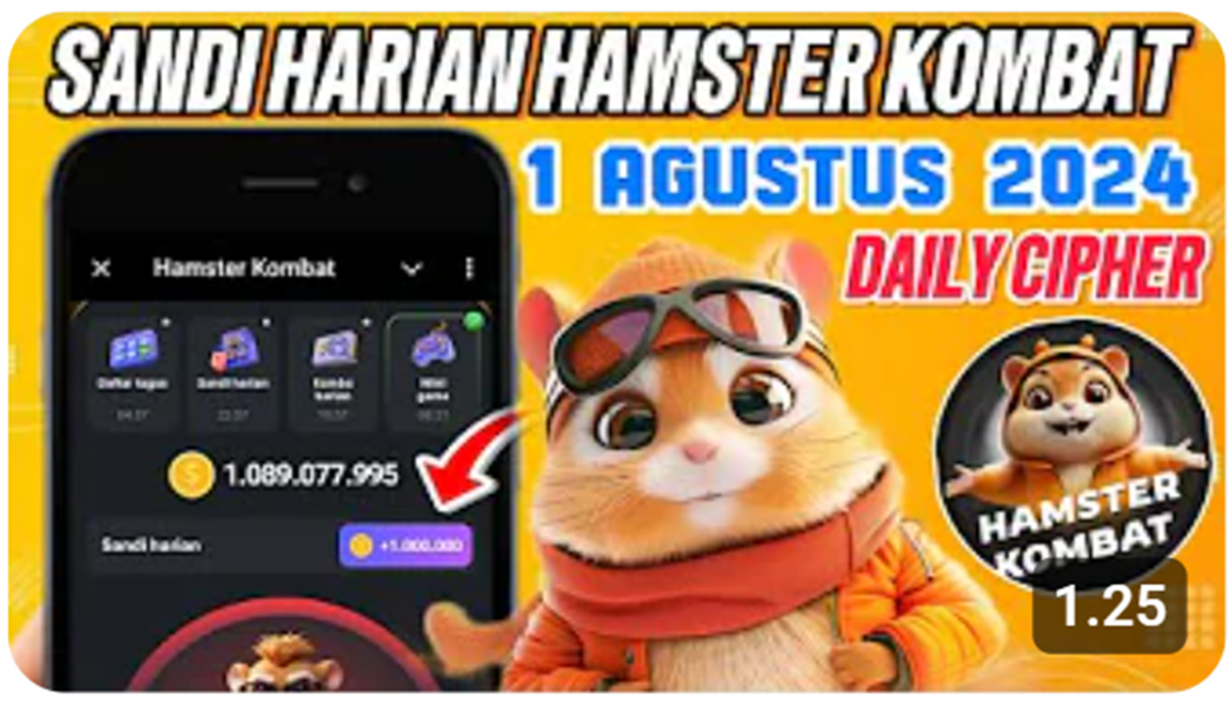 UPDATE! 1 Agustus 2024 Sandi Harian Hamster Kombat Daily Cipher Today!