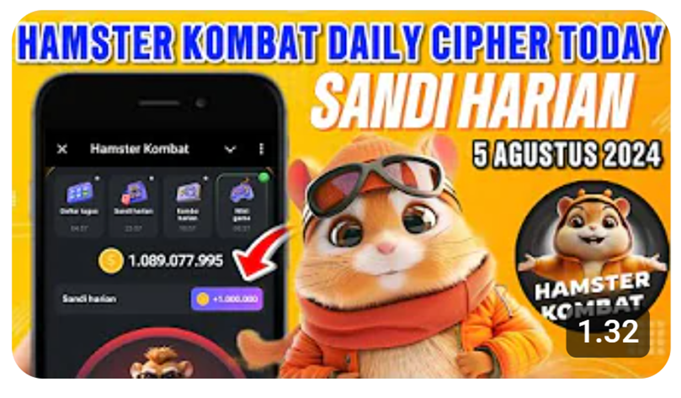 Update 5 Agustus 2024 Sandi Harian Game Penghasil Uang Hamster Kombat Daily Cipher Today!