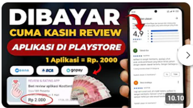 Dibayar Cuman Kasih Review Aplikasi di PlayStore, Coba Aplikasi Penghasil Uang Ini, 1 Misi Dibayar Rp20 Ribu!